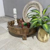 Handcrafted Carved Indian Furniture Handmade Solid Wood Chakki Coffee Table
